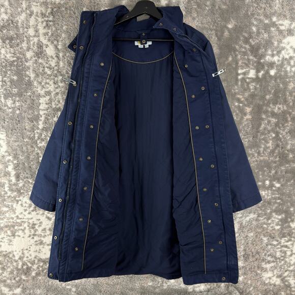 Boden Size 8 Outdoor Snap Button Minimalist Jacket Navy Long Sleeve Hooded - Picture 3 of 9